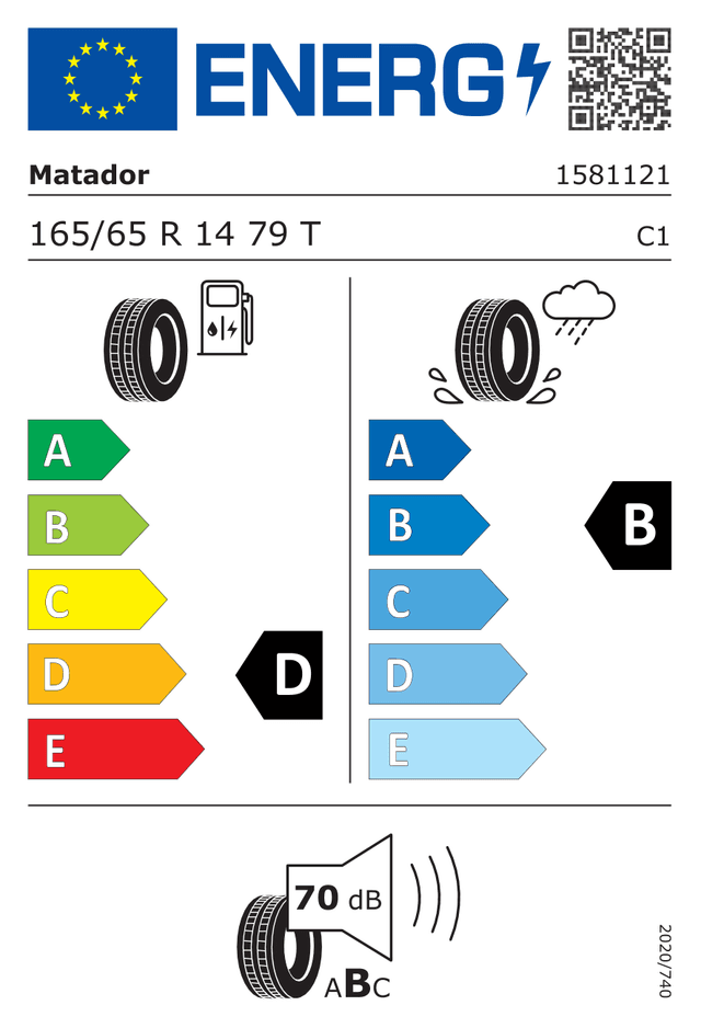 Energetický štítok Matador Hectorra 5 165/65 R14 79T