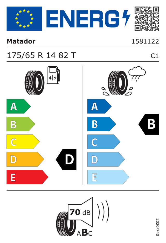 Energetický štítok Matador Hectorra 5 175/65 R14 82T