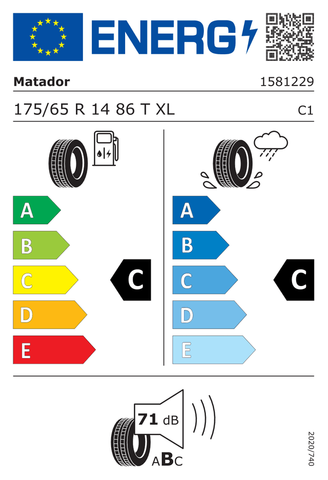 Energetický štítok Matador Hectorra 5 175/65 R14 86T XL