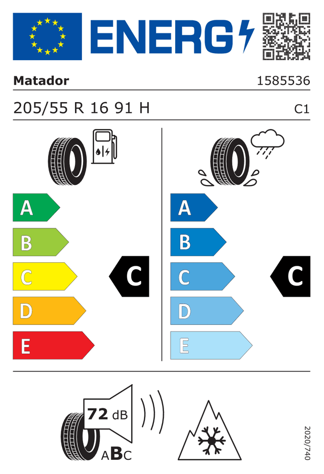 Energetický štítok Matador MP93 Nordicca 205/55 R16 91H