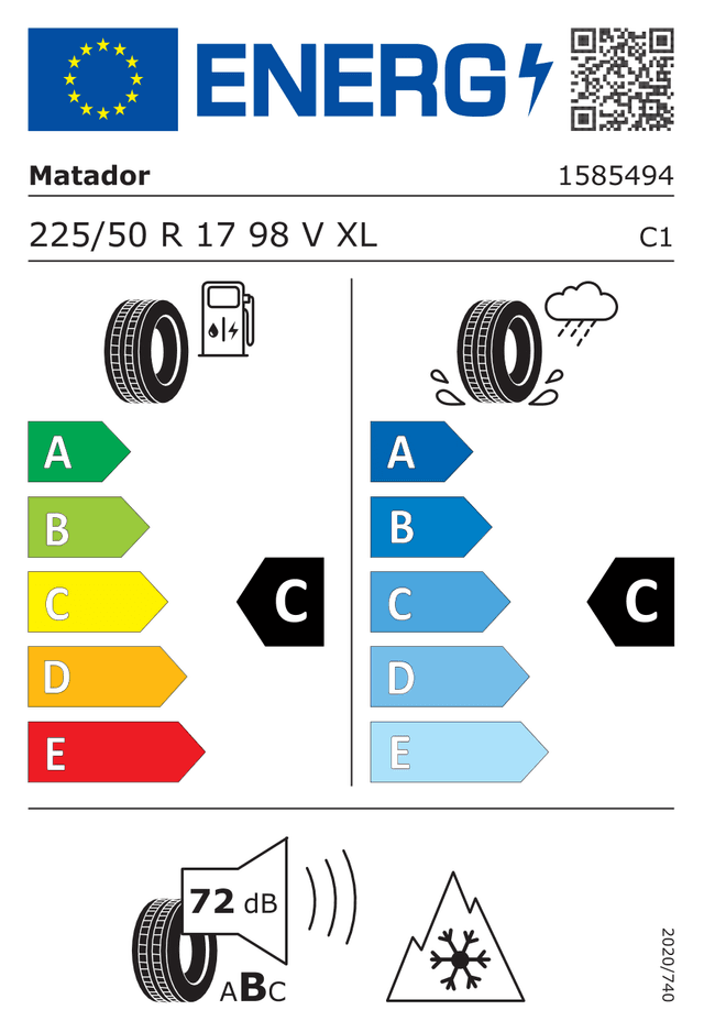 Energetický štítok Matador MP93 Nordicca 225/50 R17 98V XL