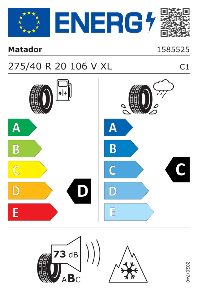 Energetický štítok Matador MP93 Nordicca 275/40 R20 106V XL