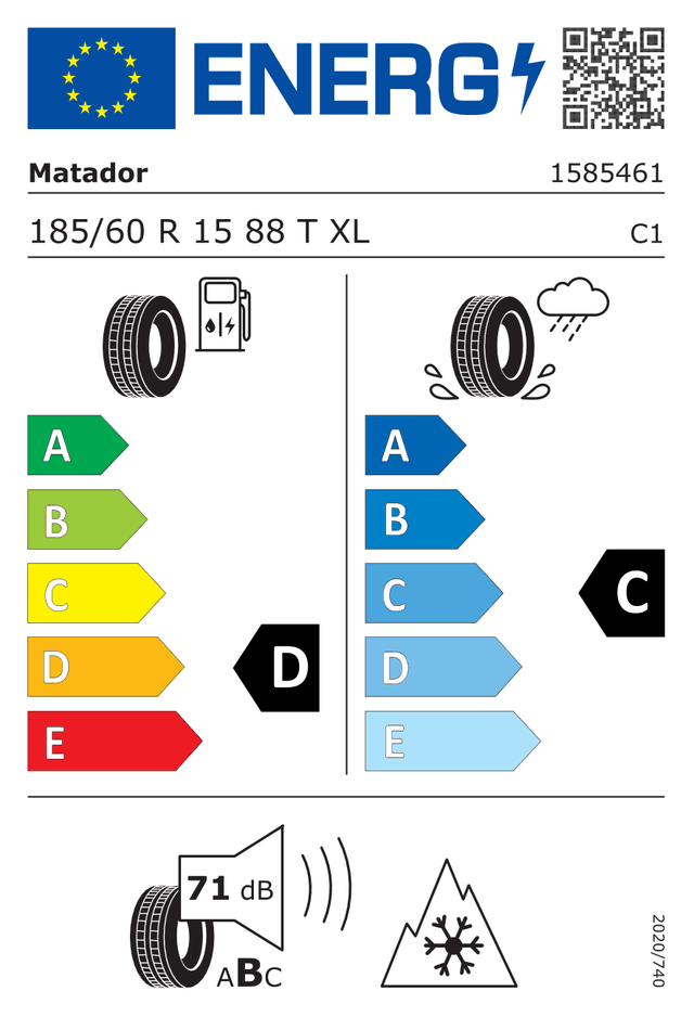 Energetický štítok Matador MP93 Nordicca 185/60 R15 88T XL