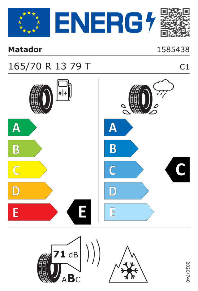 Energetický štítok Matador MP93 Nordicca 165/70 R13 79T